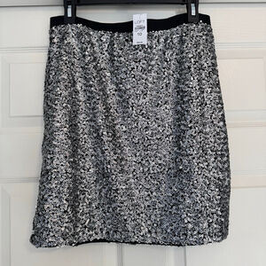 NWT Loft Silver Sequin Skirt Size 10